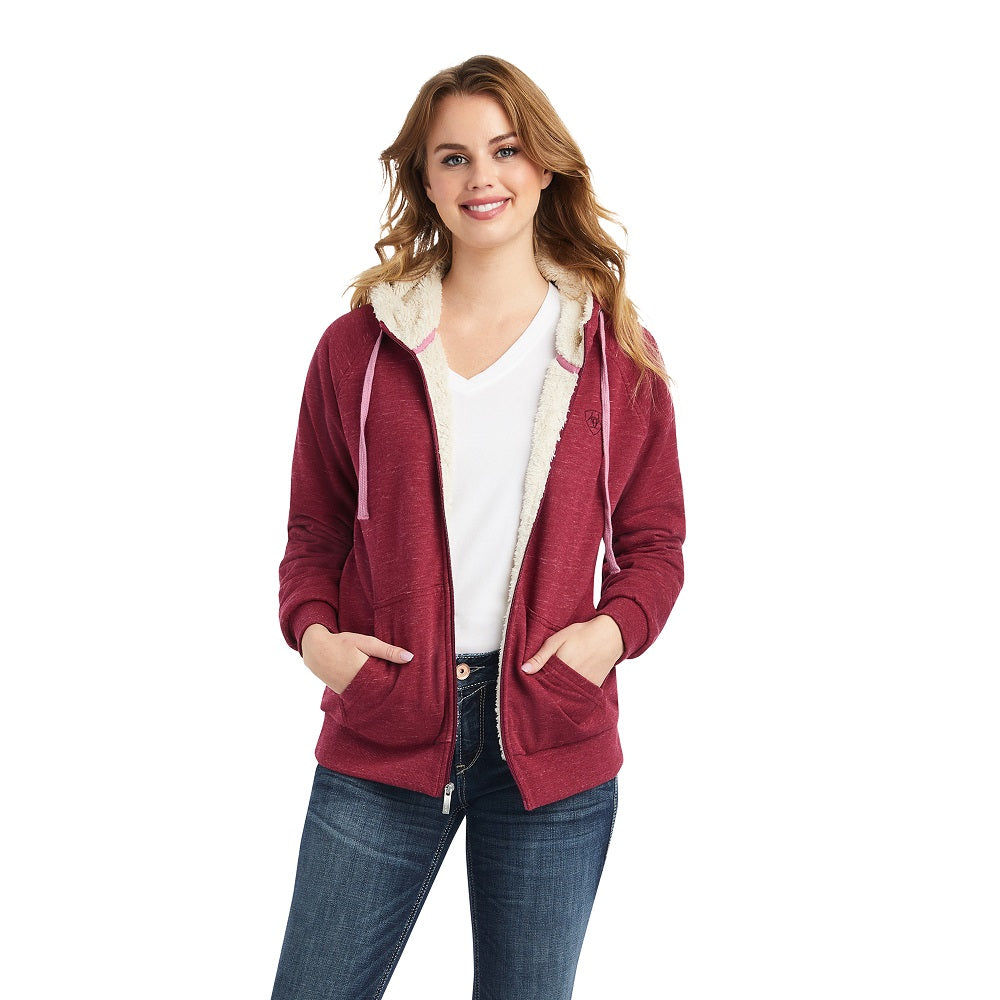 Ariat Womens Zip Hoodie | Sherpa | Beet Red