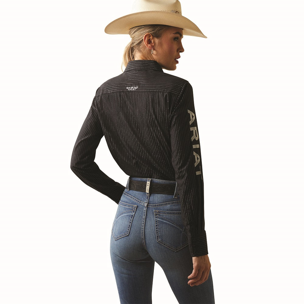 Ariat Womens Shirt | Real Team Stretch Kirby | Black With Silver Lurex