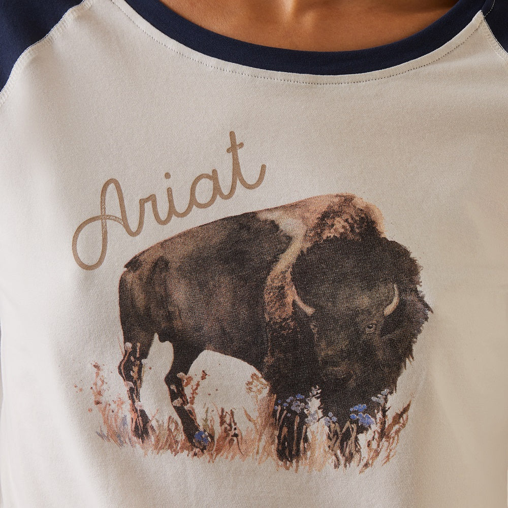 Ariat Womens T-Shirt | R.E.A.L. Painted Dreams | Coconut Milk / Navy