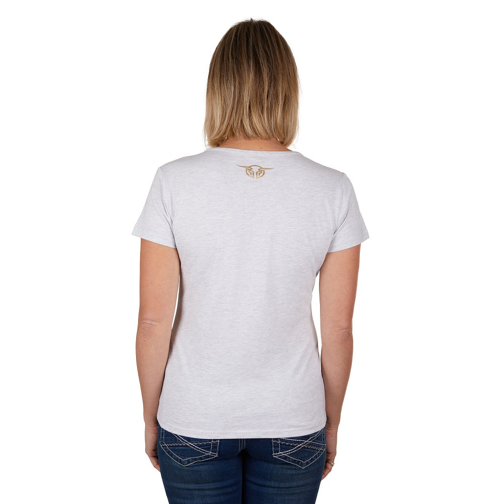 Bullzye Womens T-Shirt | Wings | White Marle