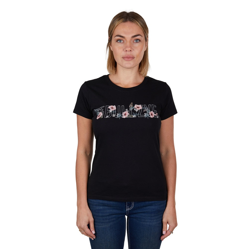 Bullzye Womens T-Shirt | Tropics | Black
