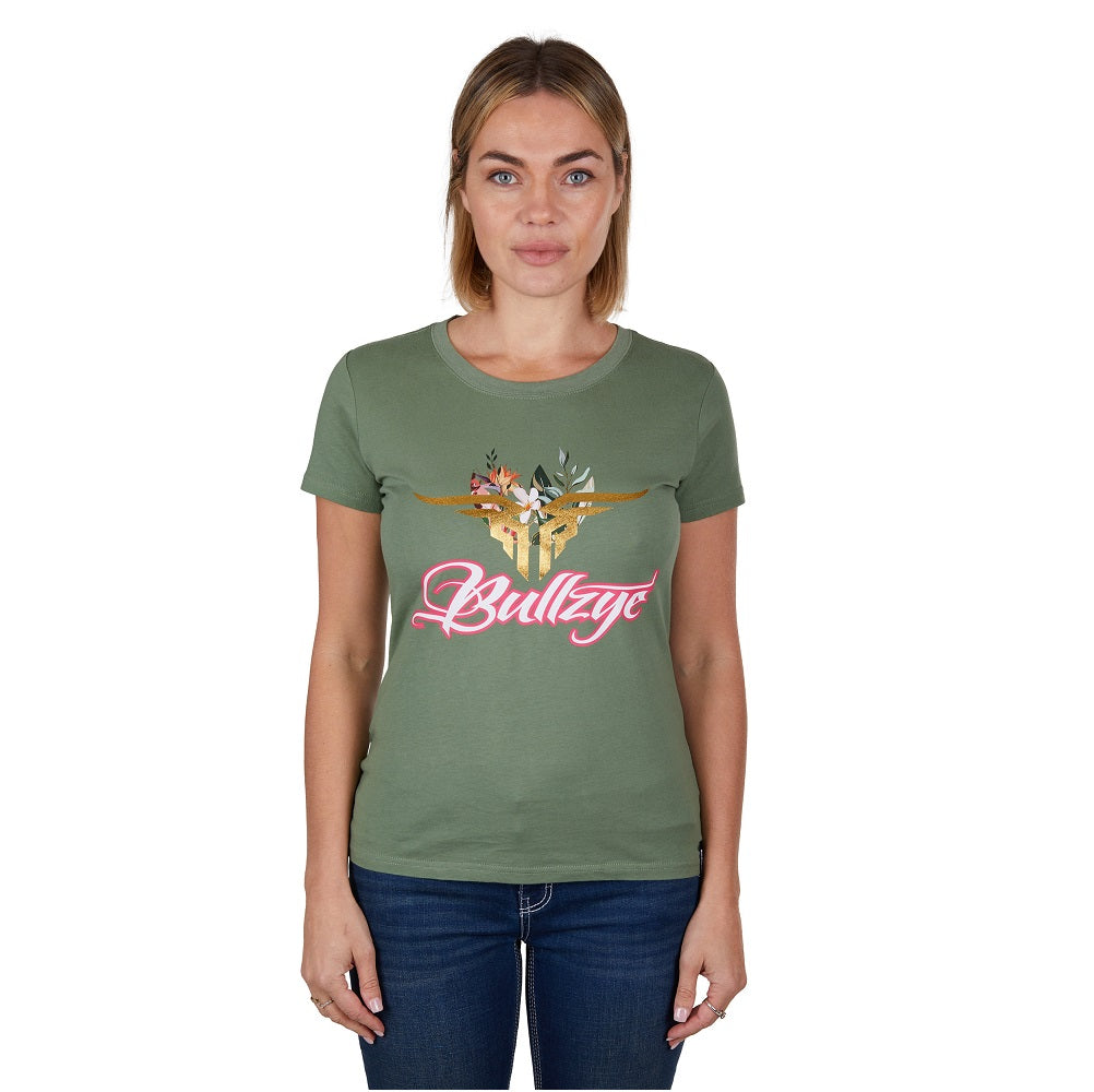 Bullzye Womens T-Shirt | Foliage | Moss