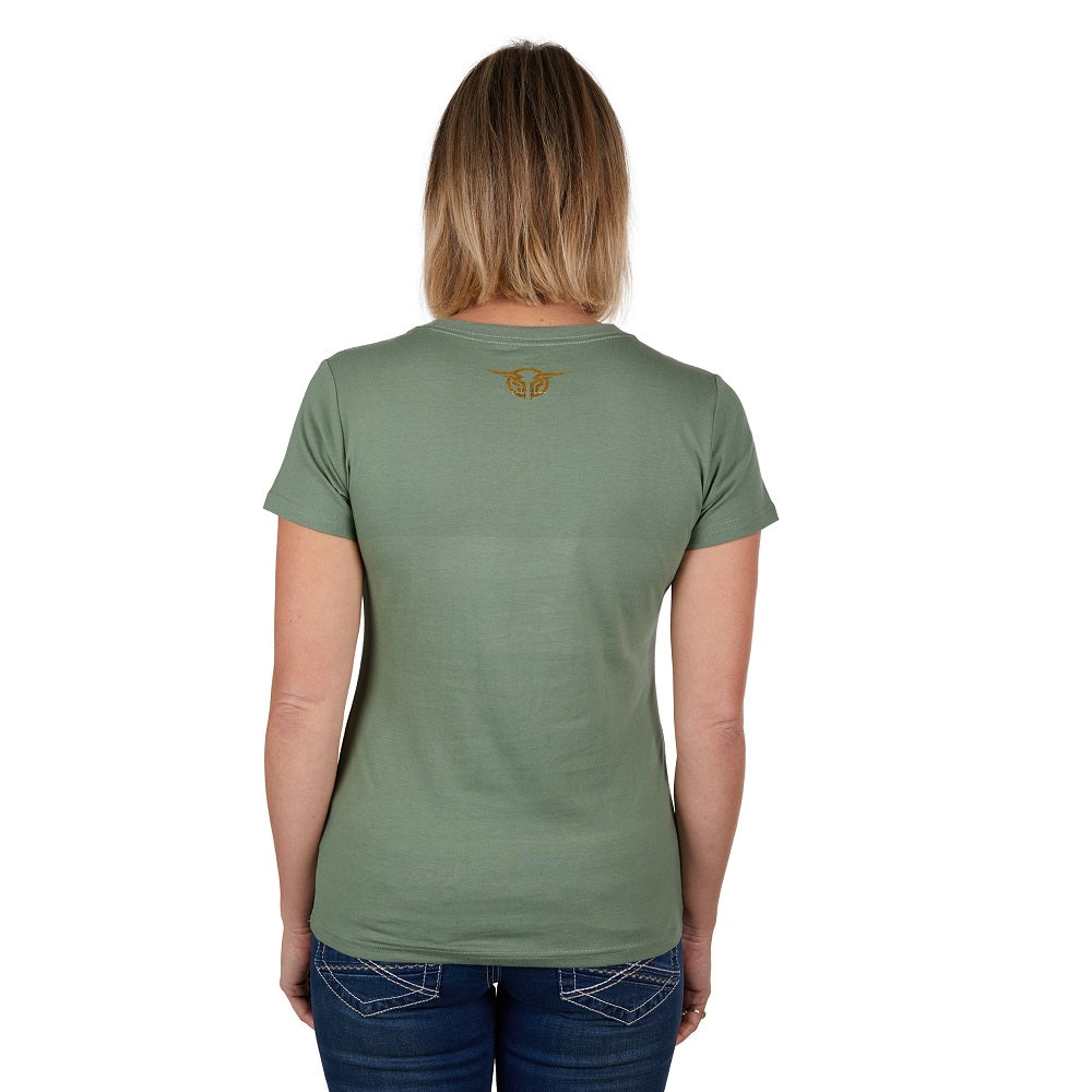 Bullzye Womens T-Shirt | Foliage | Moss