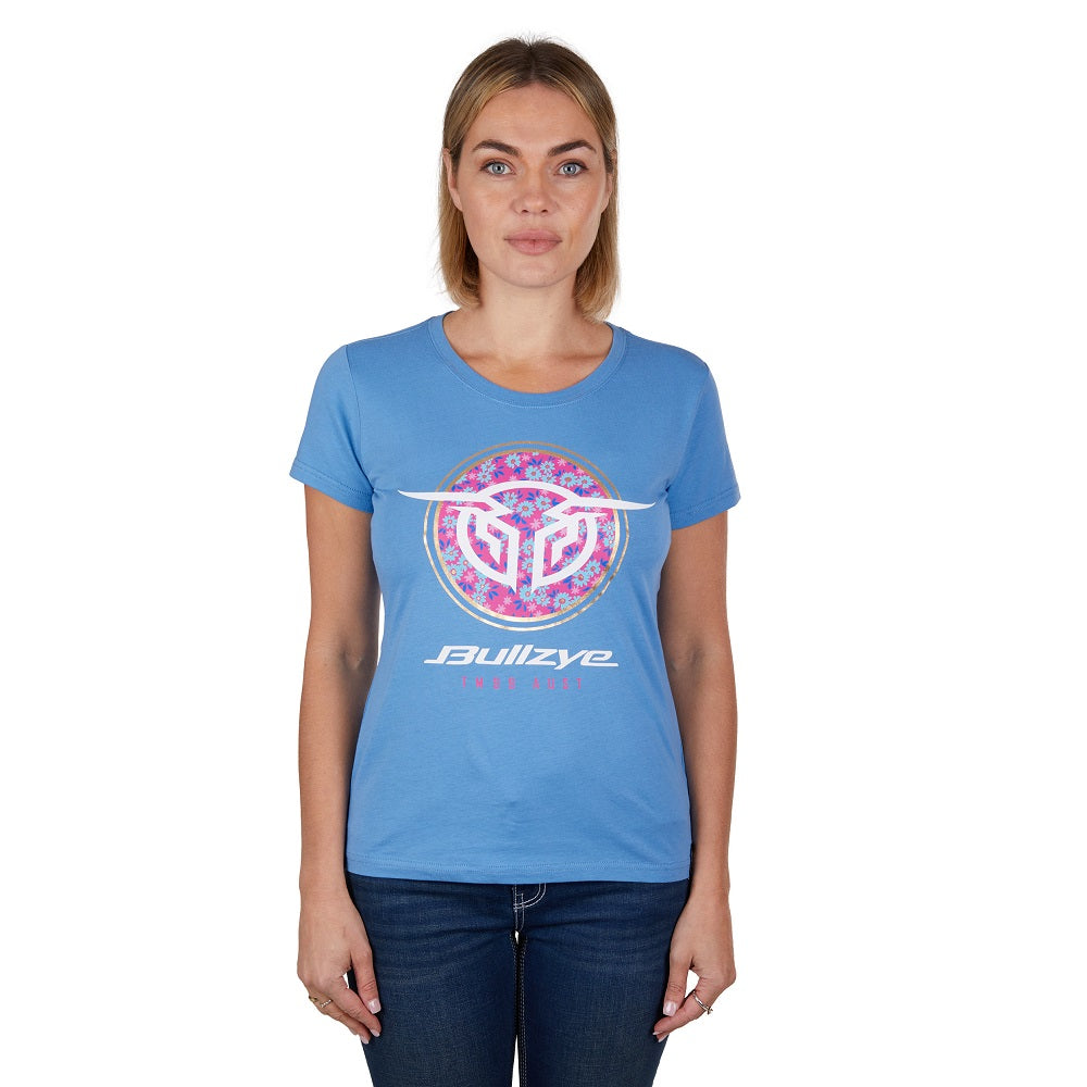 Bullzye Womens T-Shirt | Ditsy | Heritage Blue