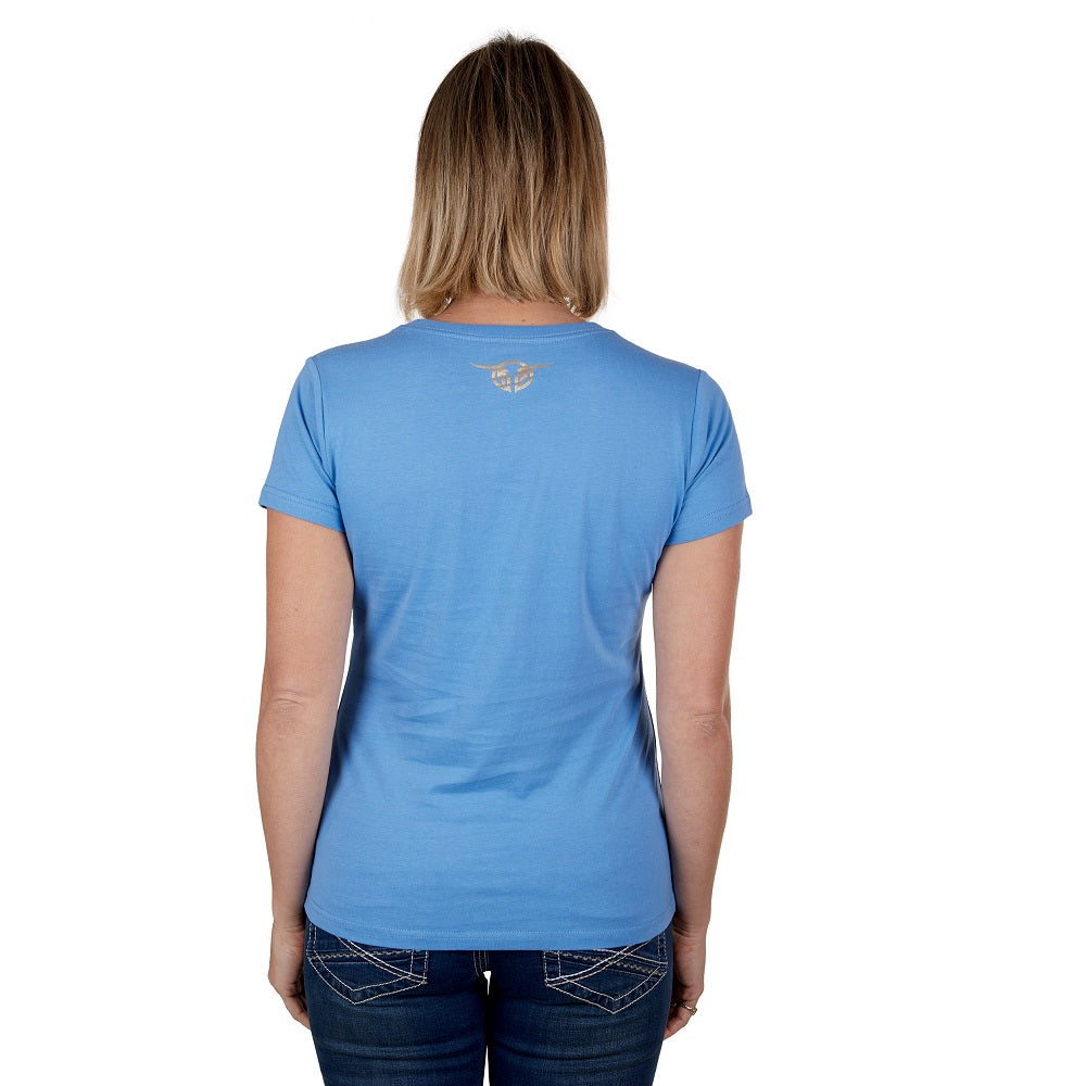 Bullzye Womens T-Shirt | Ditsy | Heritage Blue