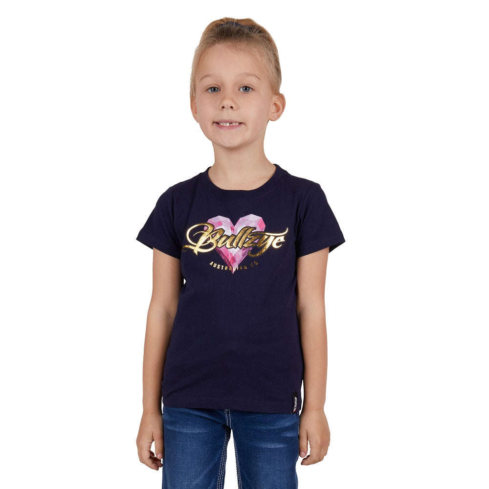 Bullzye Girls T-Shirt | Heart | Navy