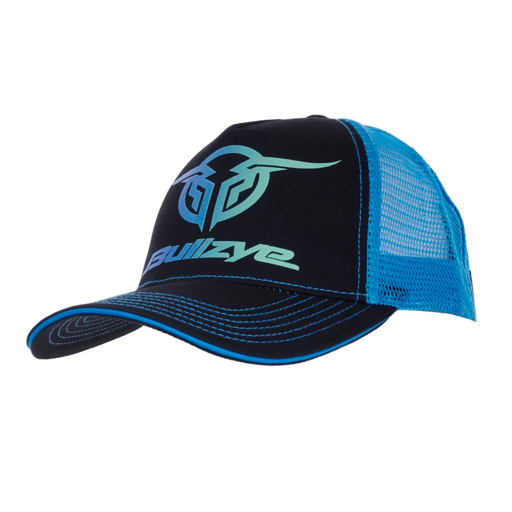 Bullzye Trucker Cap, Aqua and Navy