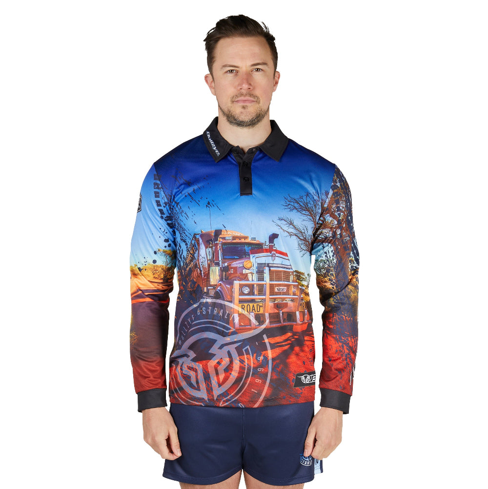 Bullzye Mens Fishing T-Shirt | Road Train | Multi