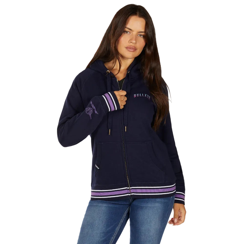 Bullzye Womens Hoodie | Jemma Zip-Up | Navy