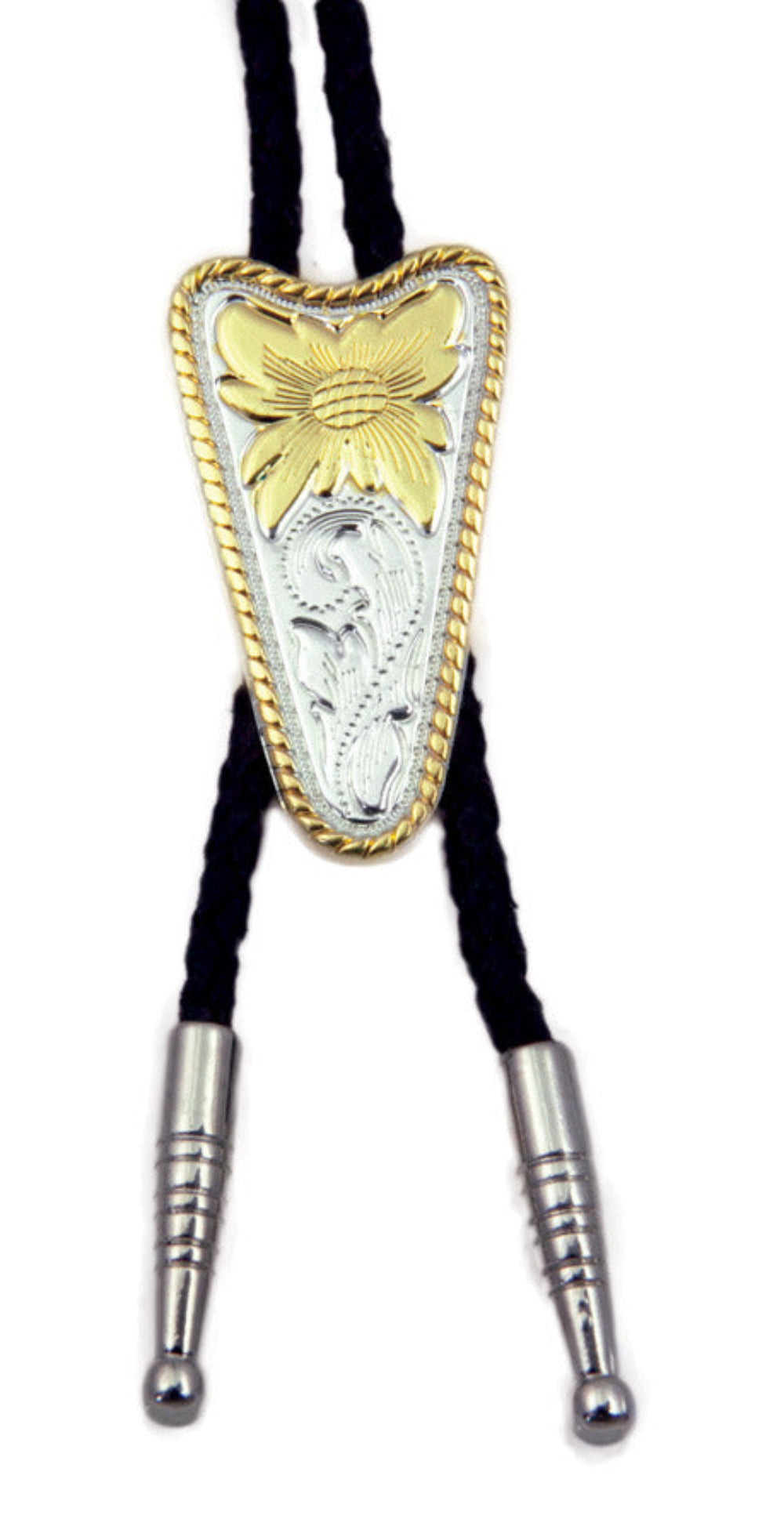 Bolo Tie Western Triangle | Silver / Gold Flower
