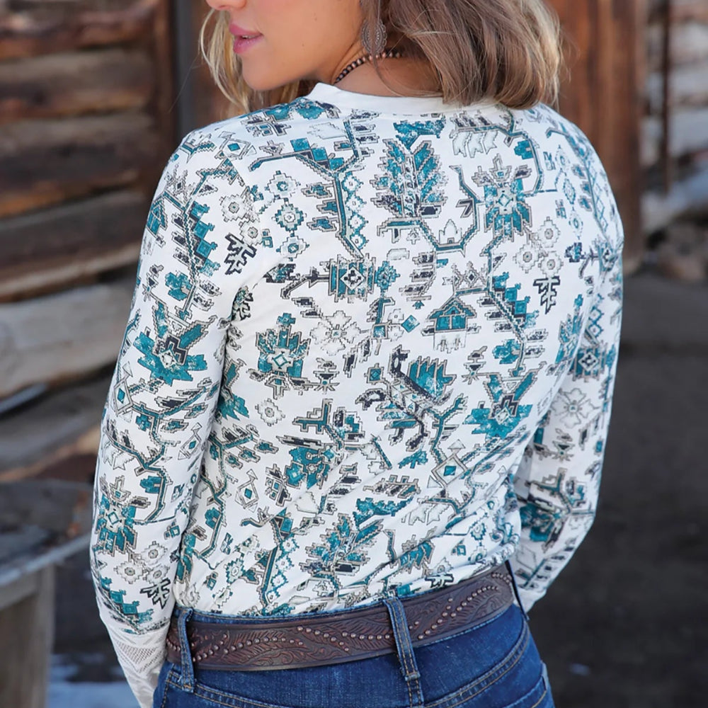 Cruel Girl Womens Knit | Cotton Poly Lace Sleeve | Aztex Inspired Print