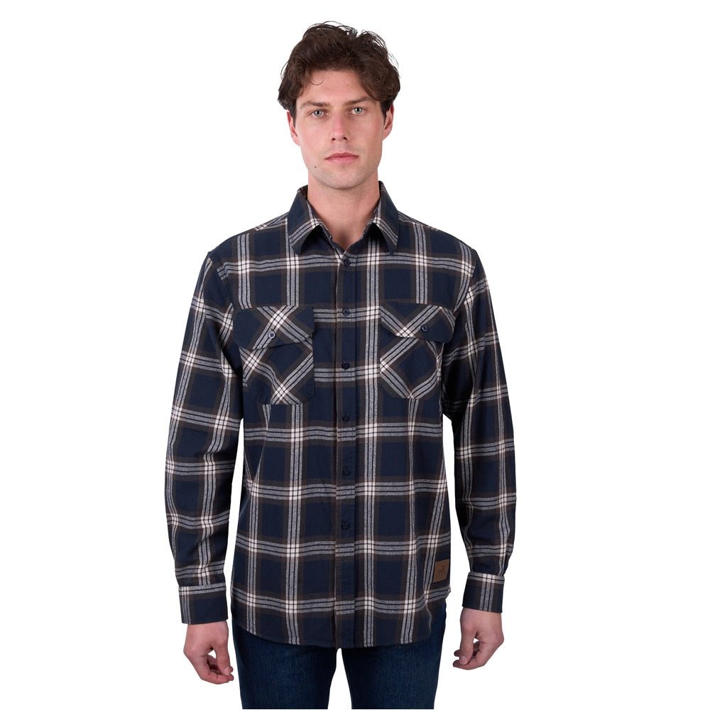 Dux Back Mens Thermal Shirt | Lyon | Navy / Dark Tan