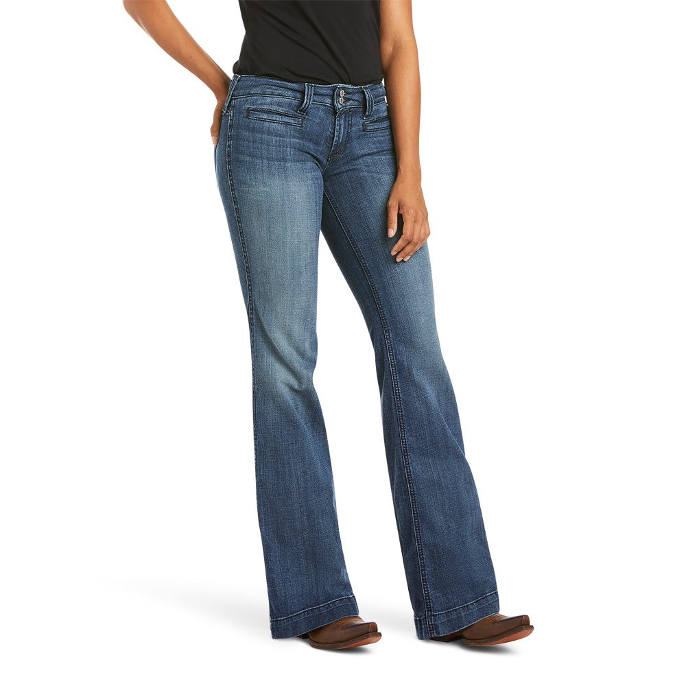 Ariat Womens Trouser Jeans | Ella Bluebell | Mid Rise Wide Leg | Long Leg