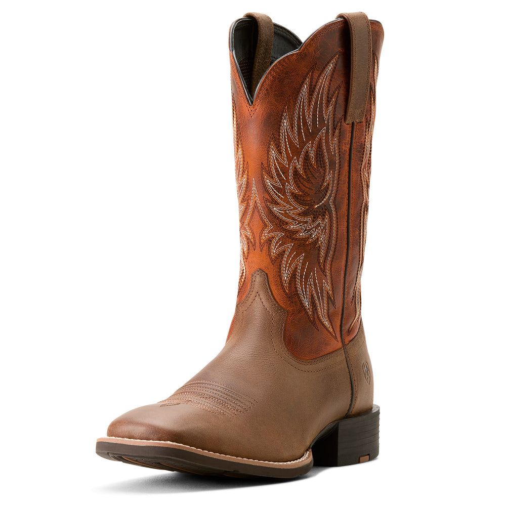Ariat Mens Western Boots | Sport Rider | Vintage Oak / Rustic Orange