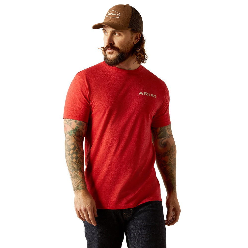 Ariat Mens T-shirt | Original Flag Scope | Red Heather