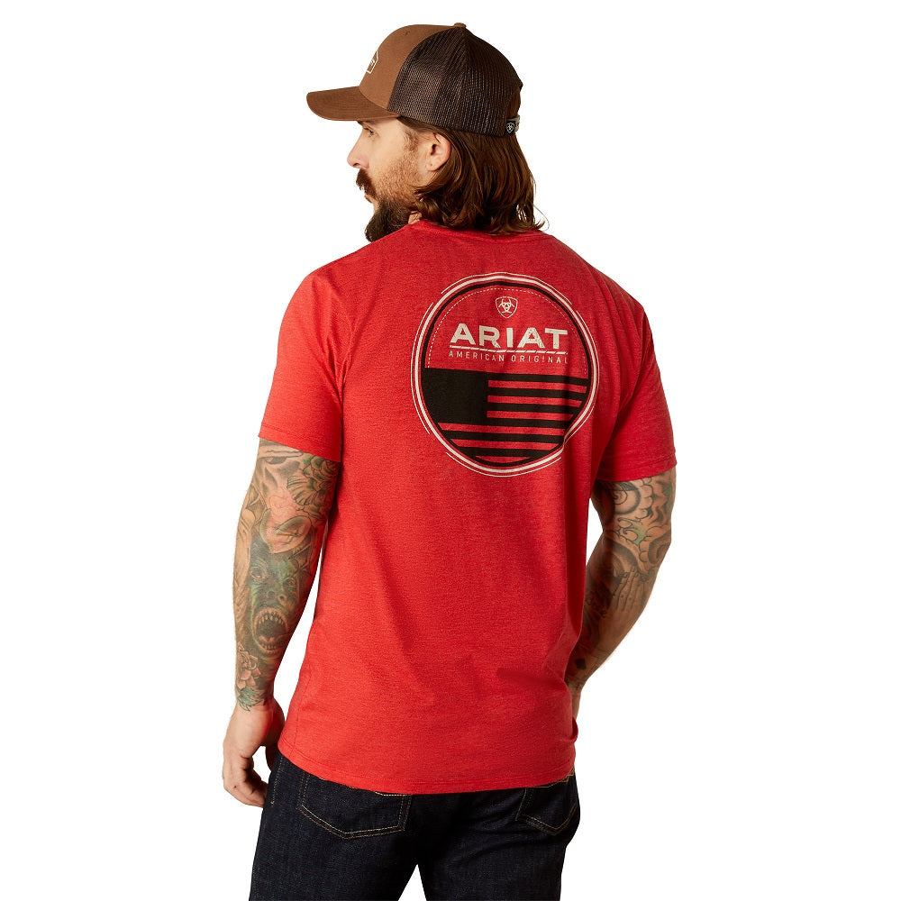 Ariat Mens T-shirt | Original Flag Scope | Red Heather