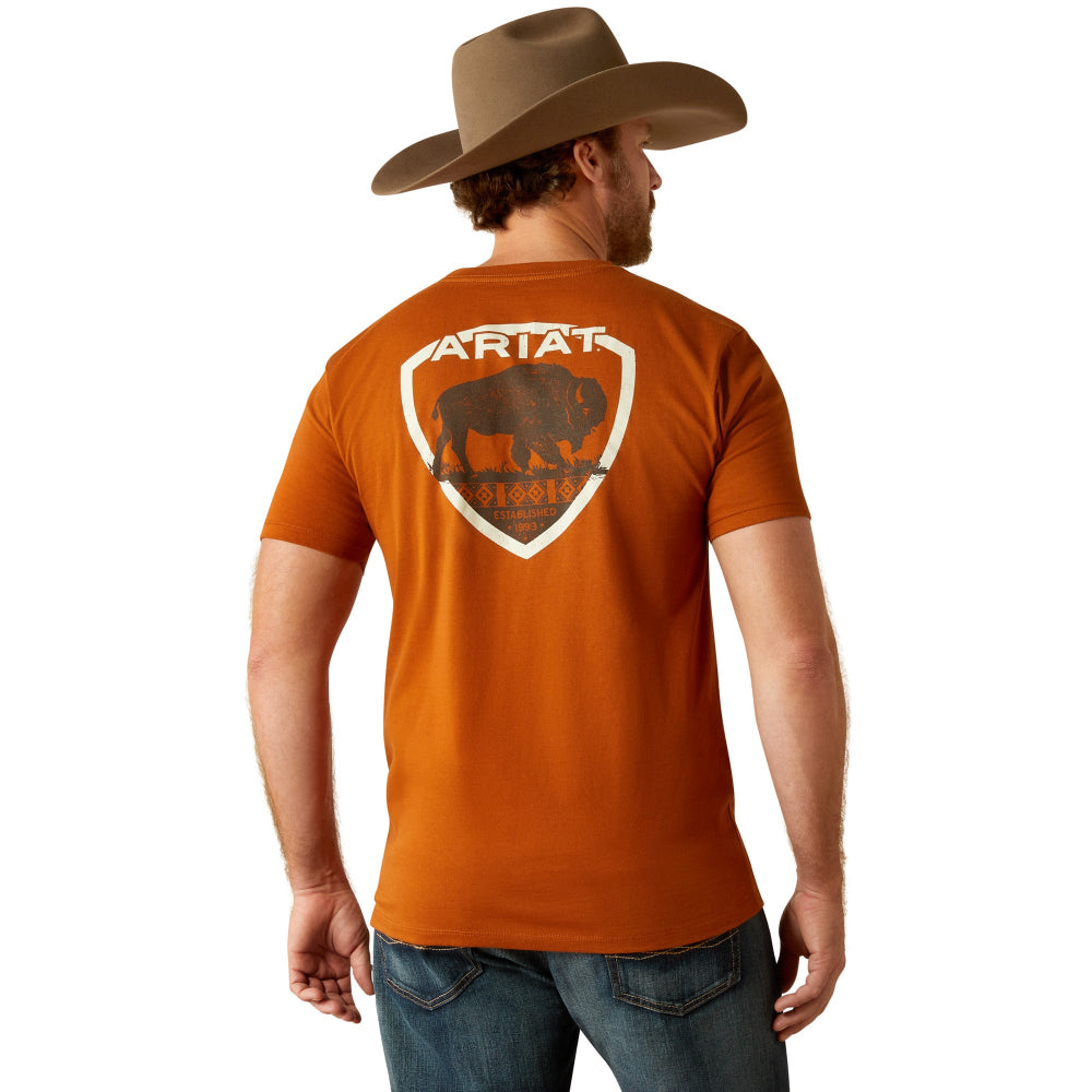 Ariat Mens T-Shirt | Buffalo West | Burnt Umber
