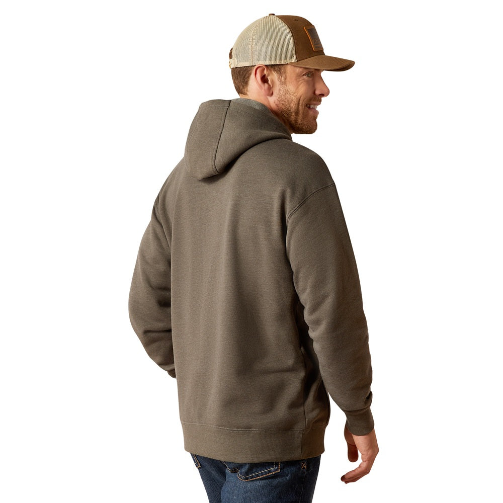 Ariat Mens Hoodie | Rebar Graphic | Beluga Heather / Black