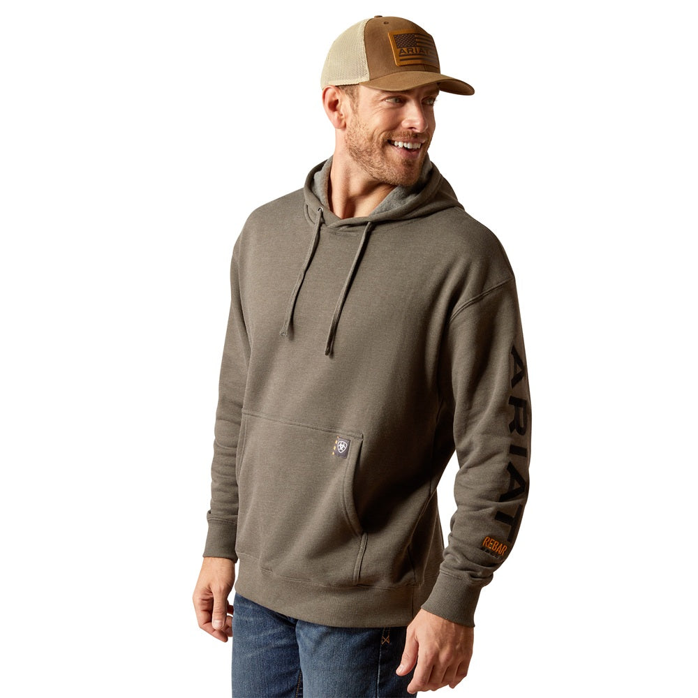 Ariat Mens Hoodie | Rebar Graphic | Beluga Heather / Black