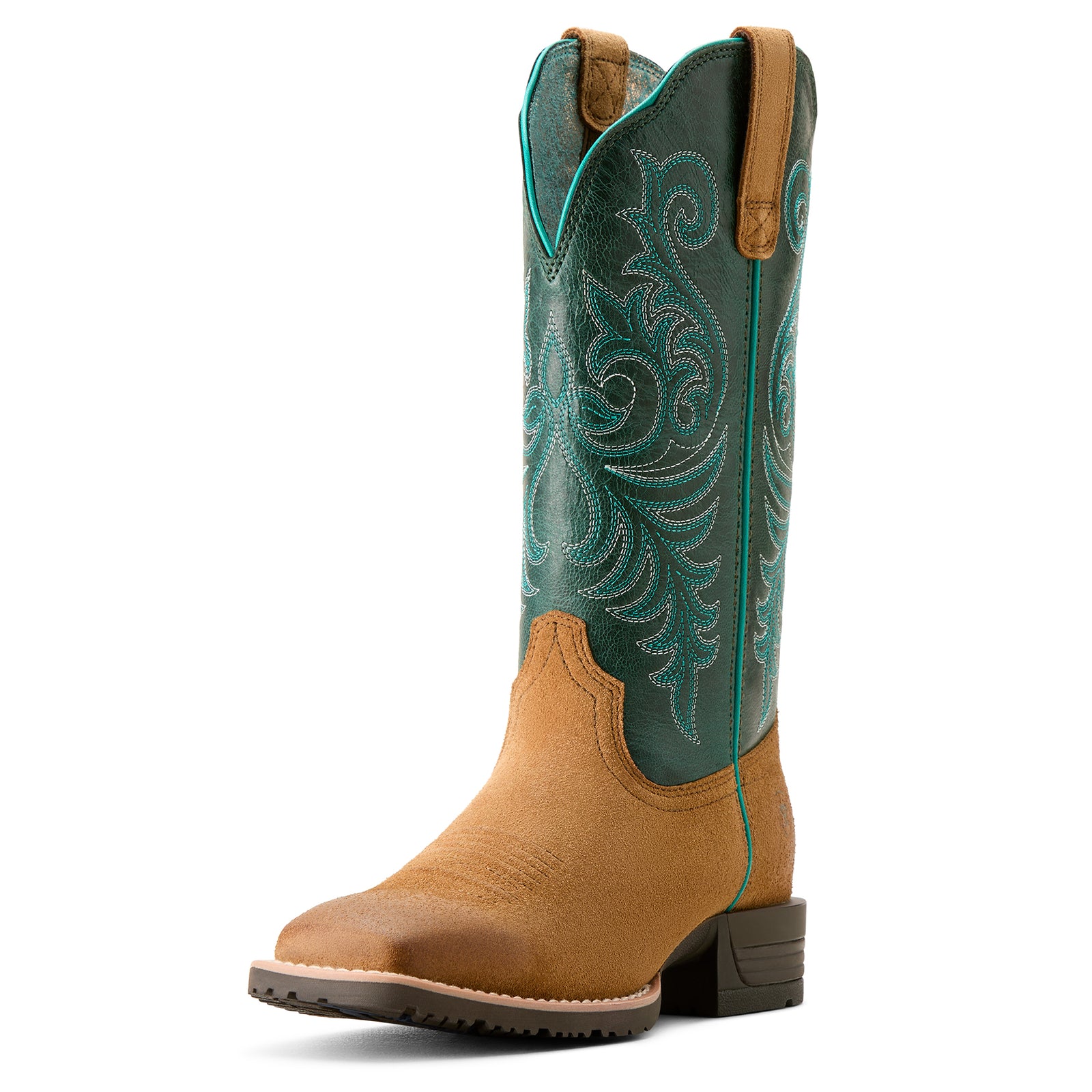 Ariat Womens Boots | Hybrid Ranch Time | Acorn Roughout / Deep Teal
