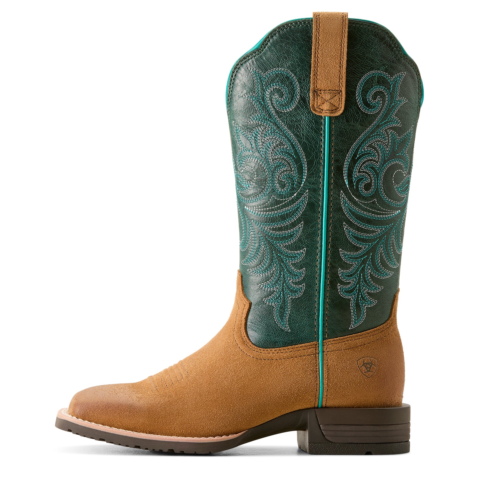 Ariat Womens Boots | Hybrid Ranch Time | Acorn Roughout / Deep Teal
