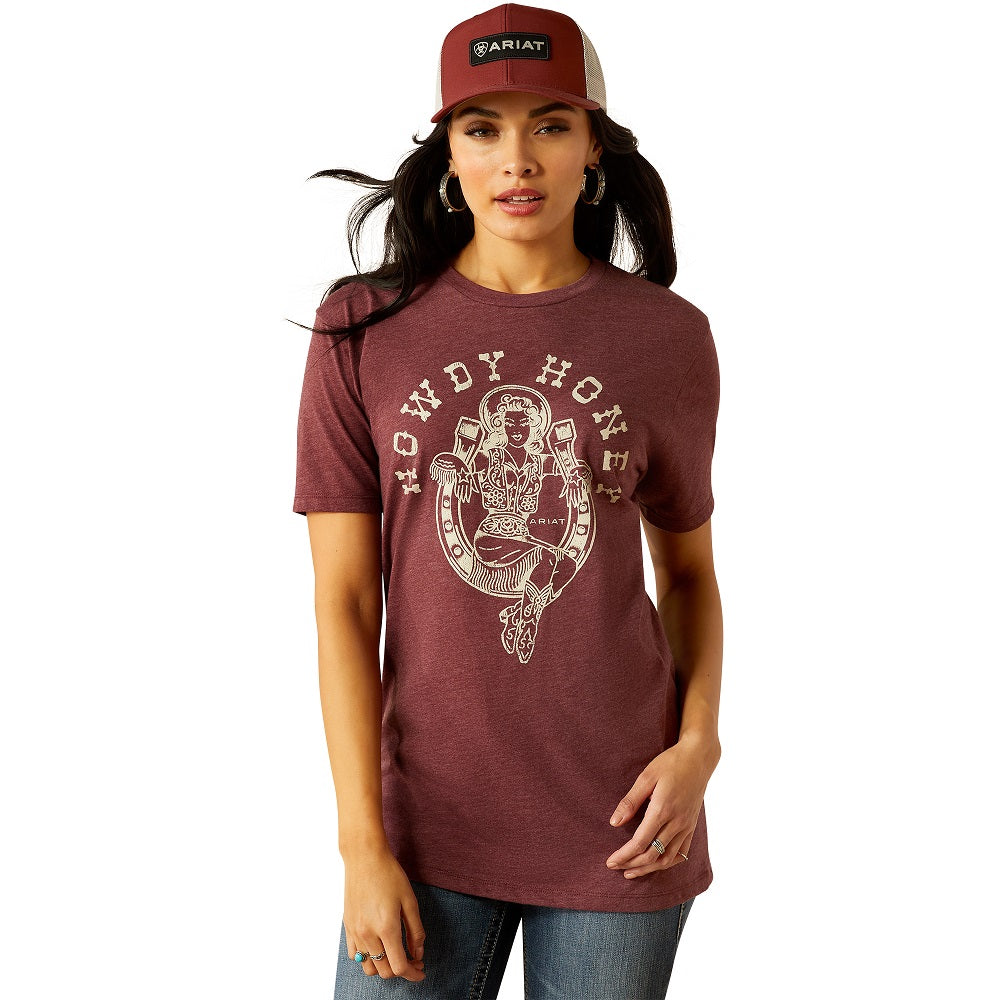 Ariat Womens T-Shirt | Rodeo Sweetie | Maroon Heather