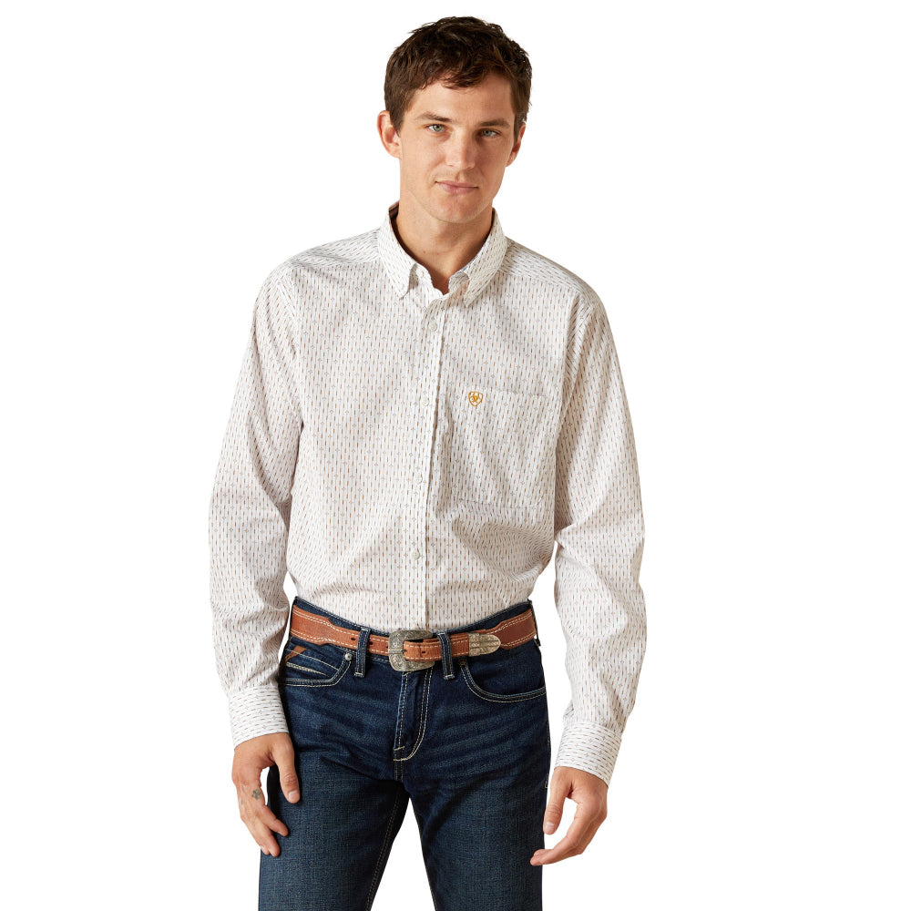 Ariat Mens Shirt | Dewitt Fitted Wrinkle Free | Cream