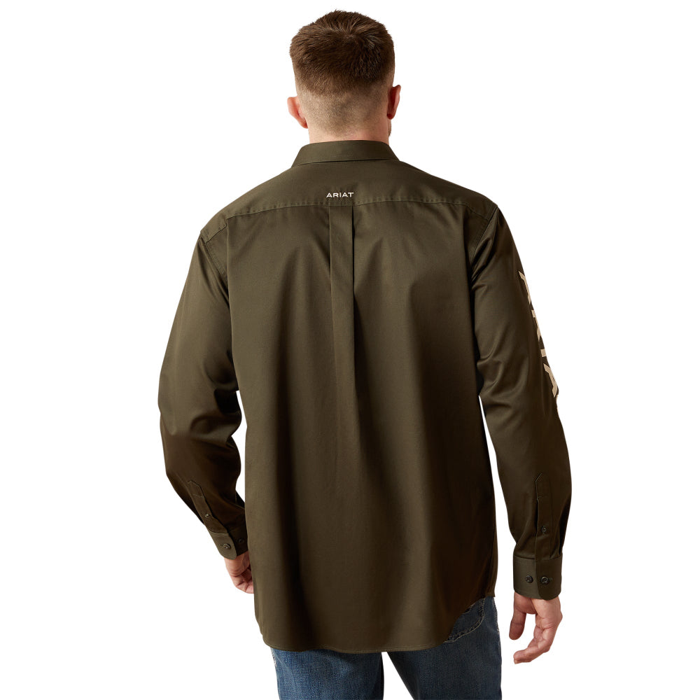 Ariat Mens Shirt | Team Logo Twill | Olive / Khaki