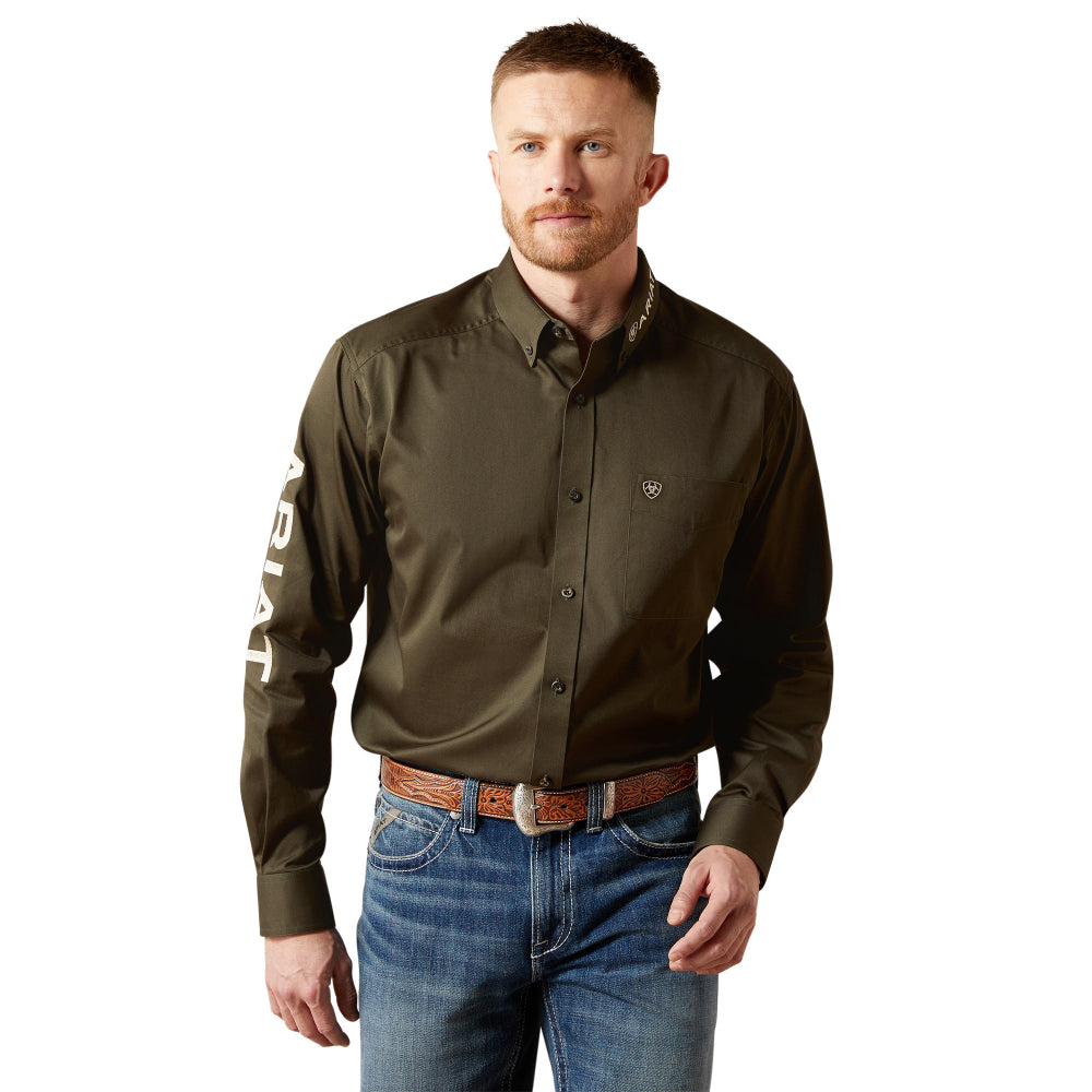 Ariat Mens Shirt | Team Logo Twill | Olive / Khaki