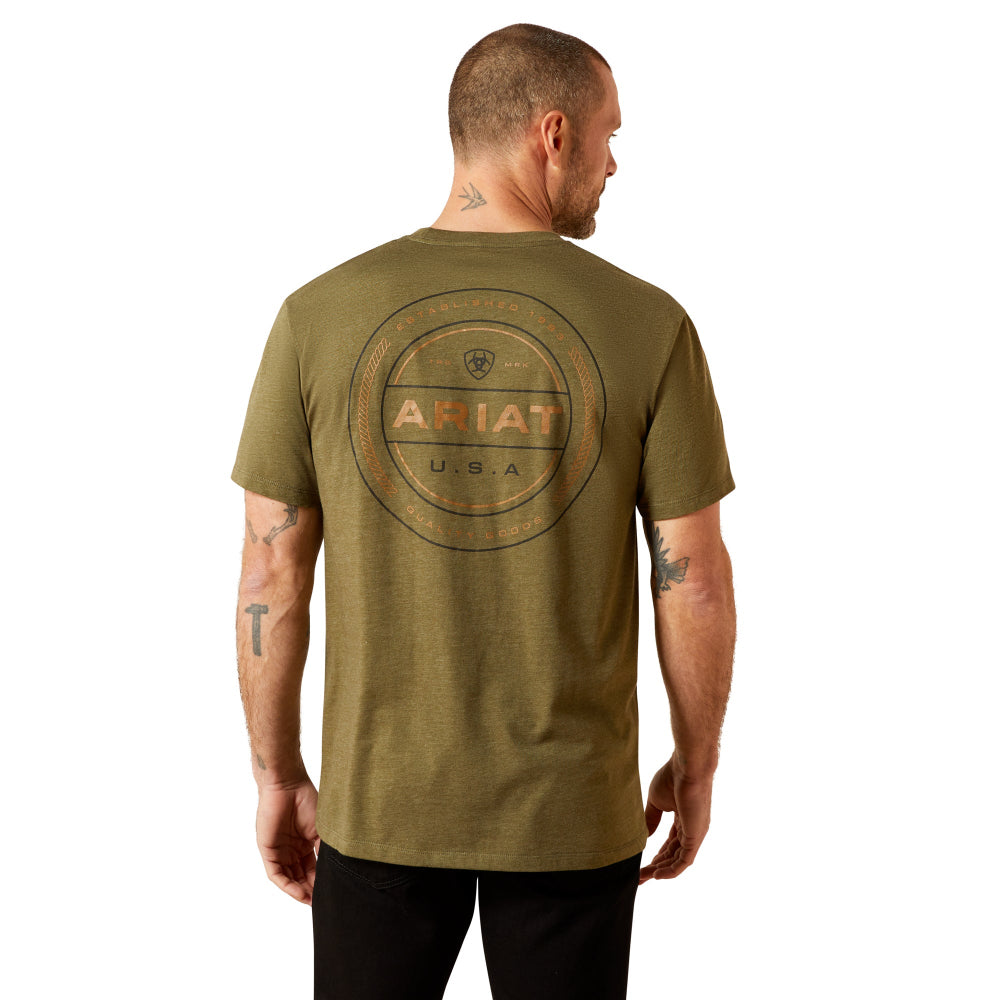 Ariat Mens T-Shirt | Ropers Seal | Military Heather