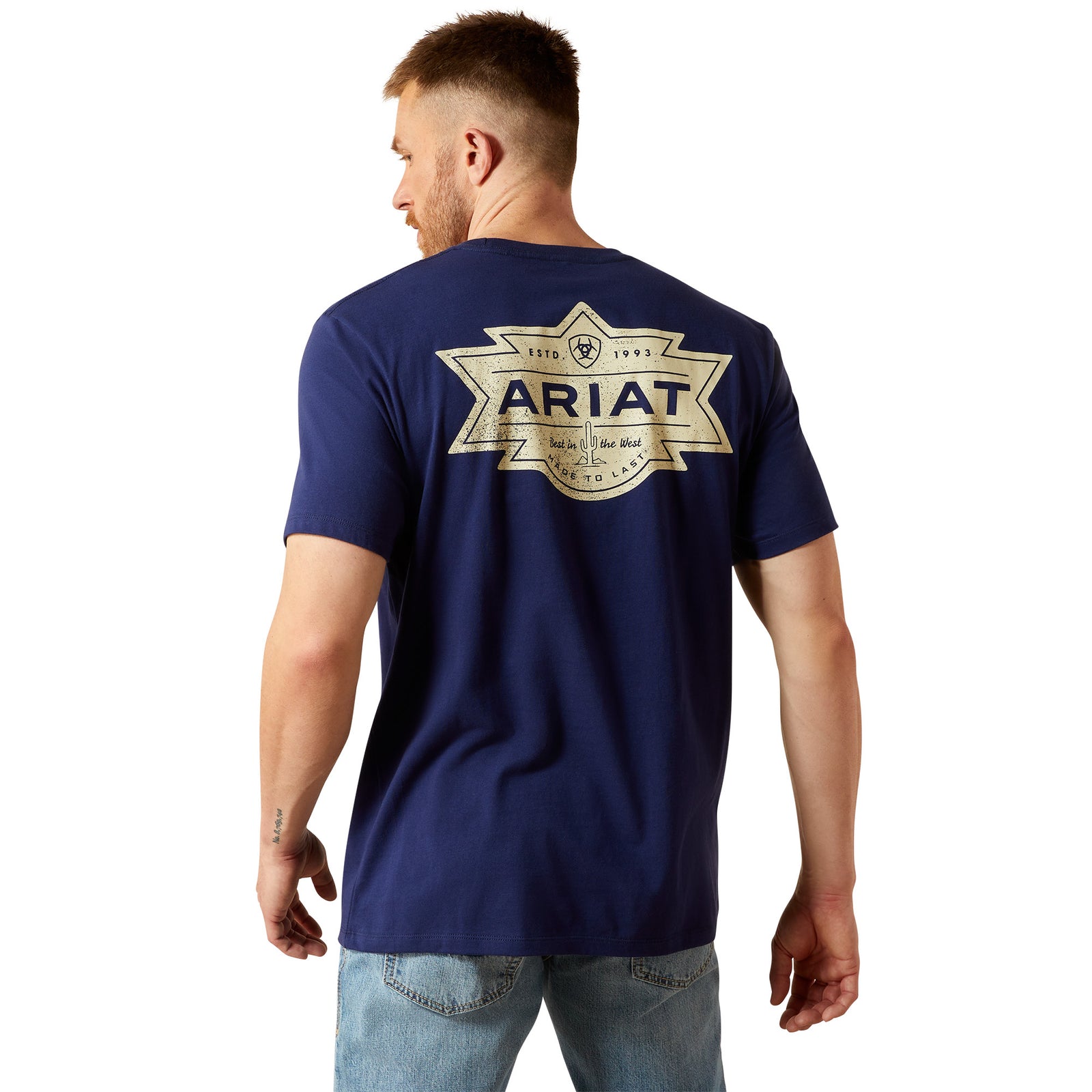 Ariat Mens T-Shirt | Mesa Motif Lockup | Medieval Blue