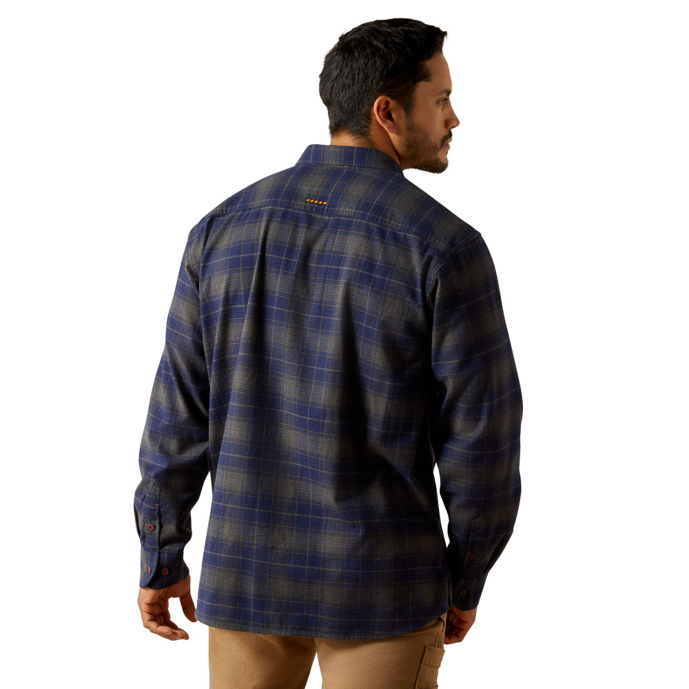 Ariat Mens Flannel Shirt | Rebar Durastretch | Navy