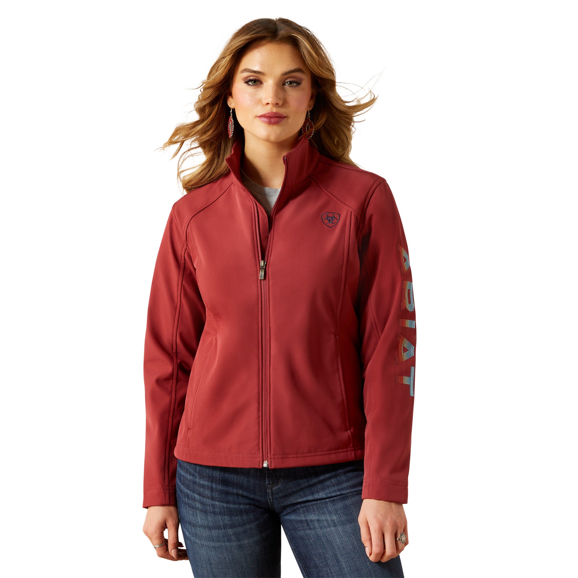 Ariat Womens Jacket | Logo Softshell | Burnt Russet / Stripe