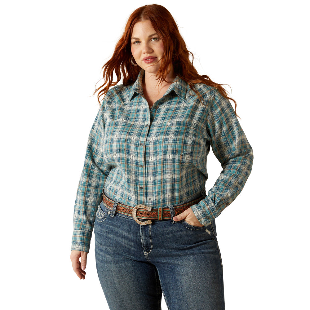 Ariat Womens Shirt | Billie Jean Shirt | Aquamarine Dobby Plaid