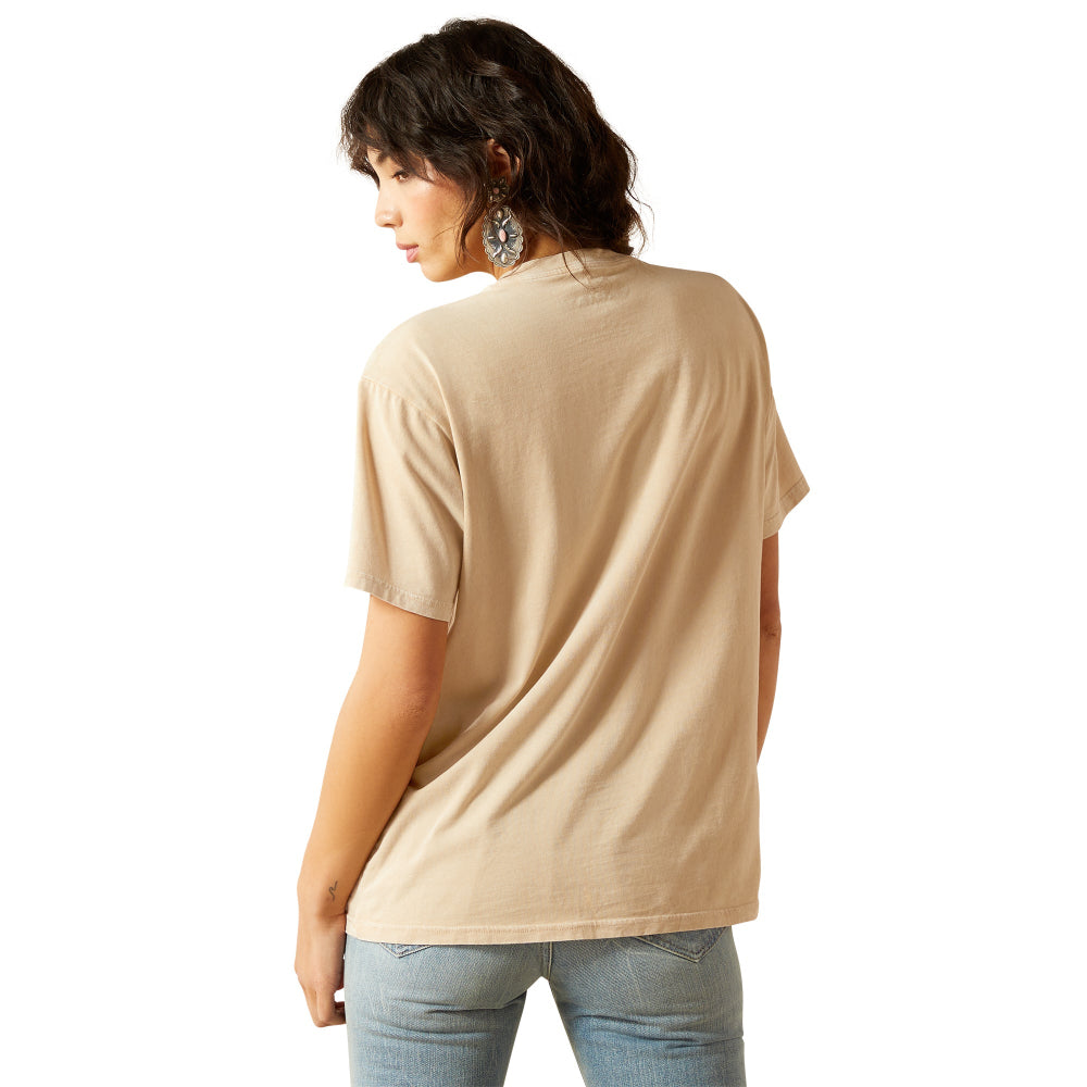 Ariat Womens T-Shirt | Ride On | Oyster Gray Mineral Wash
