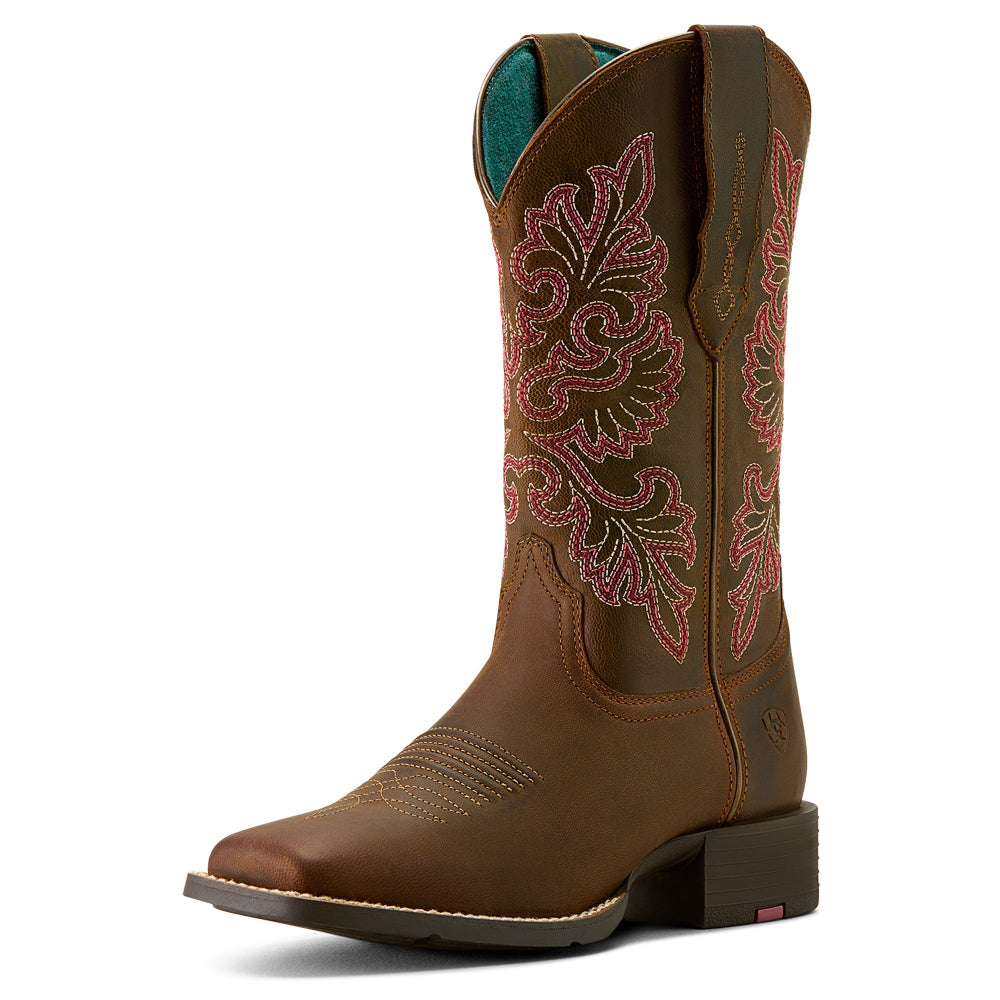 Ariat Womens Western Boots | Round Up Wide Square Toe | Sassy Brown
