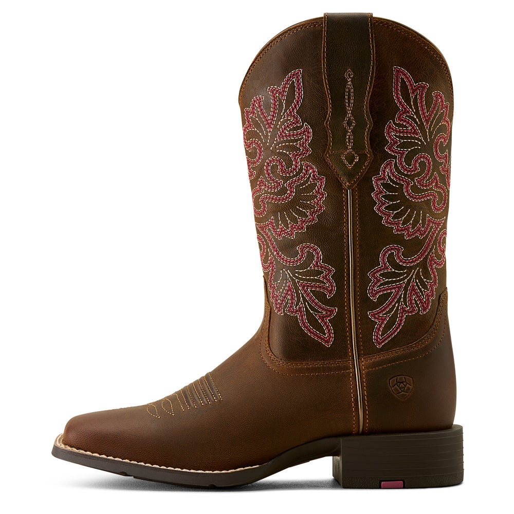 Ariat Womens Western Boots | Round Up Wide Square Toe | Sassy Brown