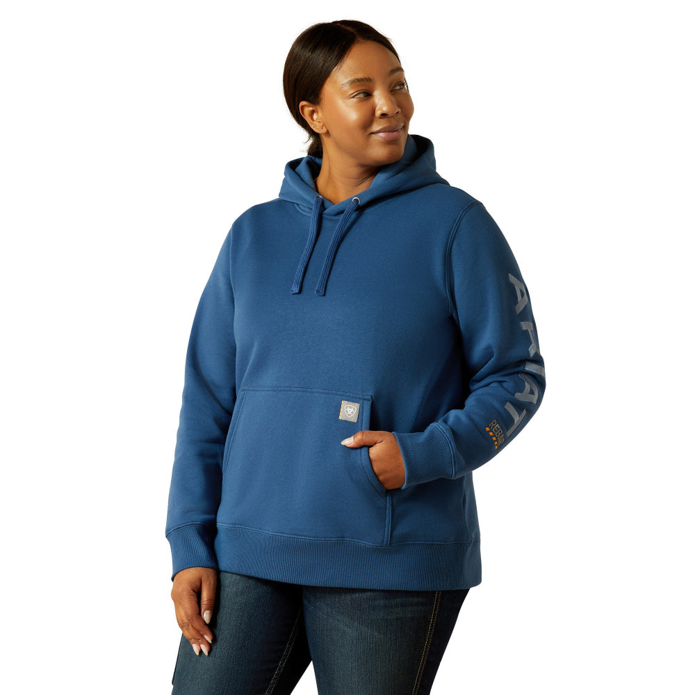 Ariat Womens Hoodie | Rebar Graphic | Ensign Blue / Endless Sky