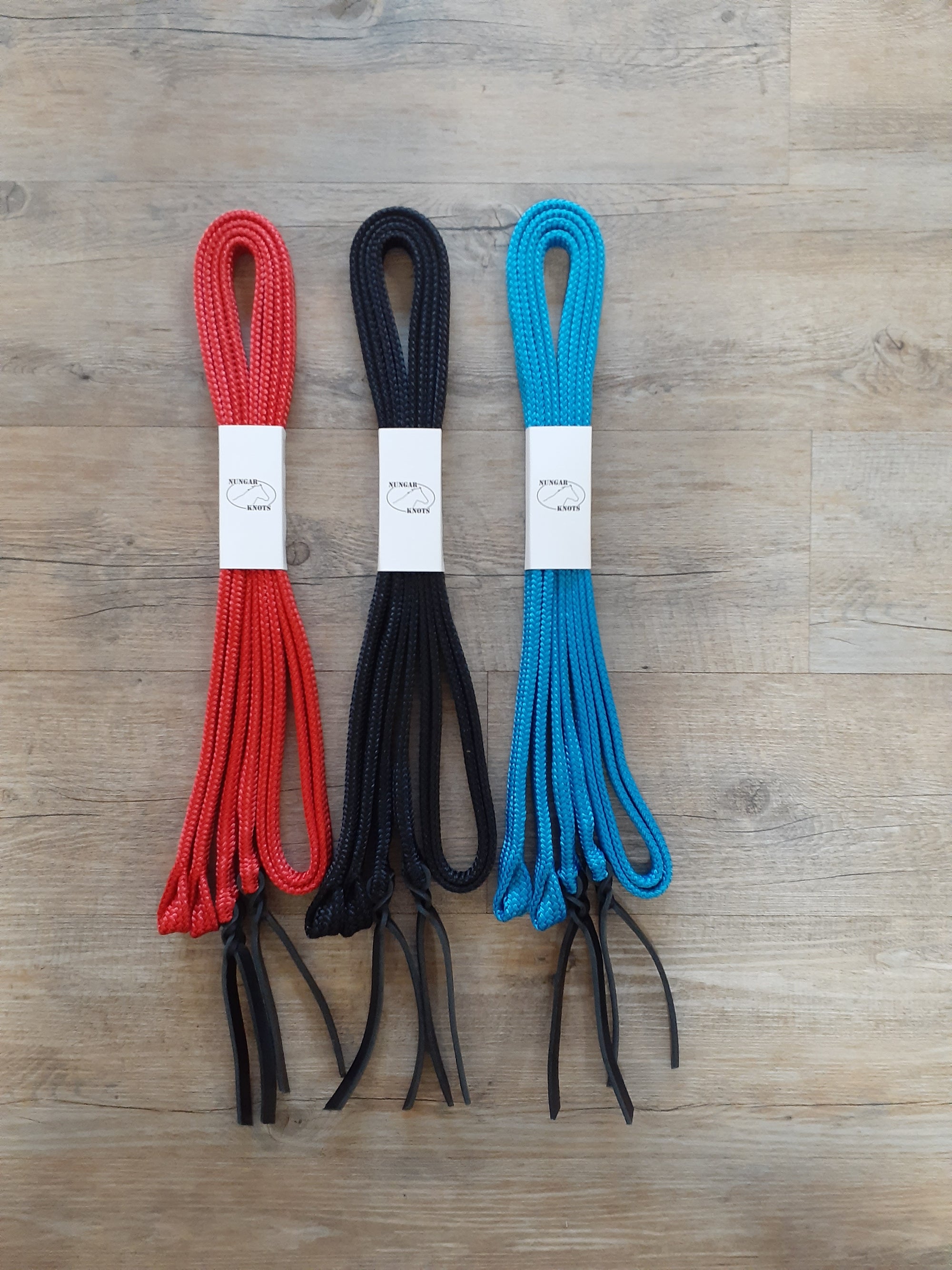 Nungar Knots Flat Split 2m Reins | Stainless Steel Clips | Assorted Colours