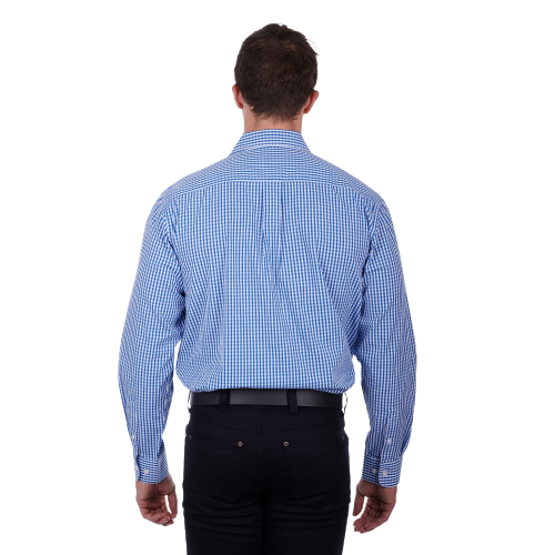 Hard Slog Mens Shirt | Devin Half Placket | Blue / White