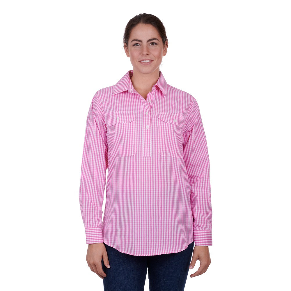 Hard Slog Womens Shirt | Luvenia Half Placket | Pink