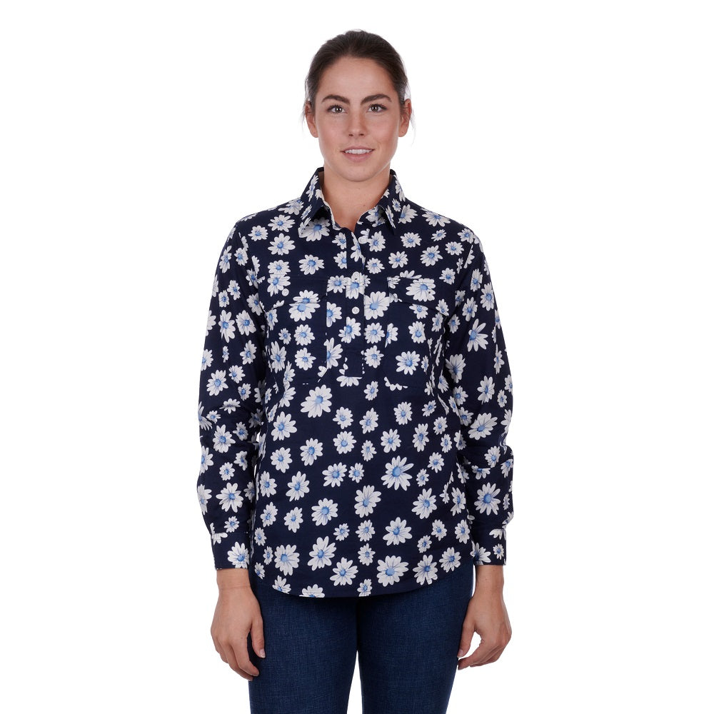 Hard Slog Womens Shirt | Dian Half Placket | Navy