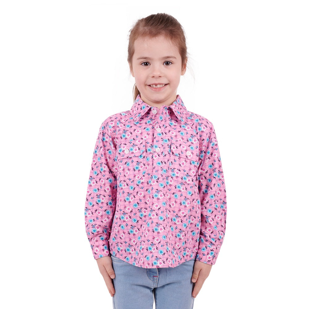 Hard Slog Kids Shirt | Floria Half Placket | Pink