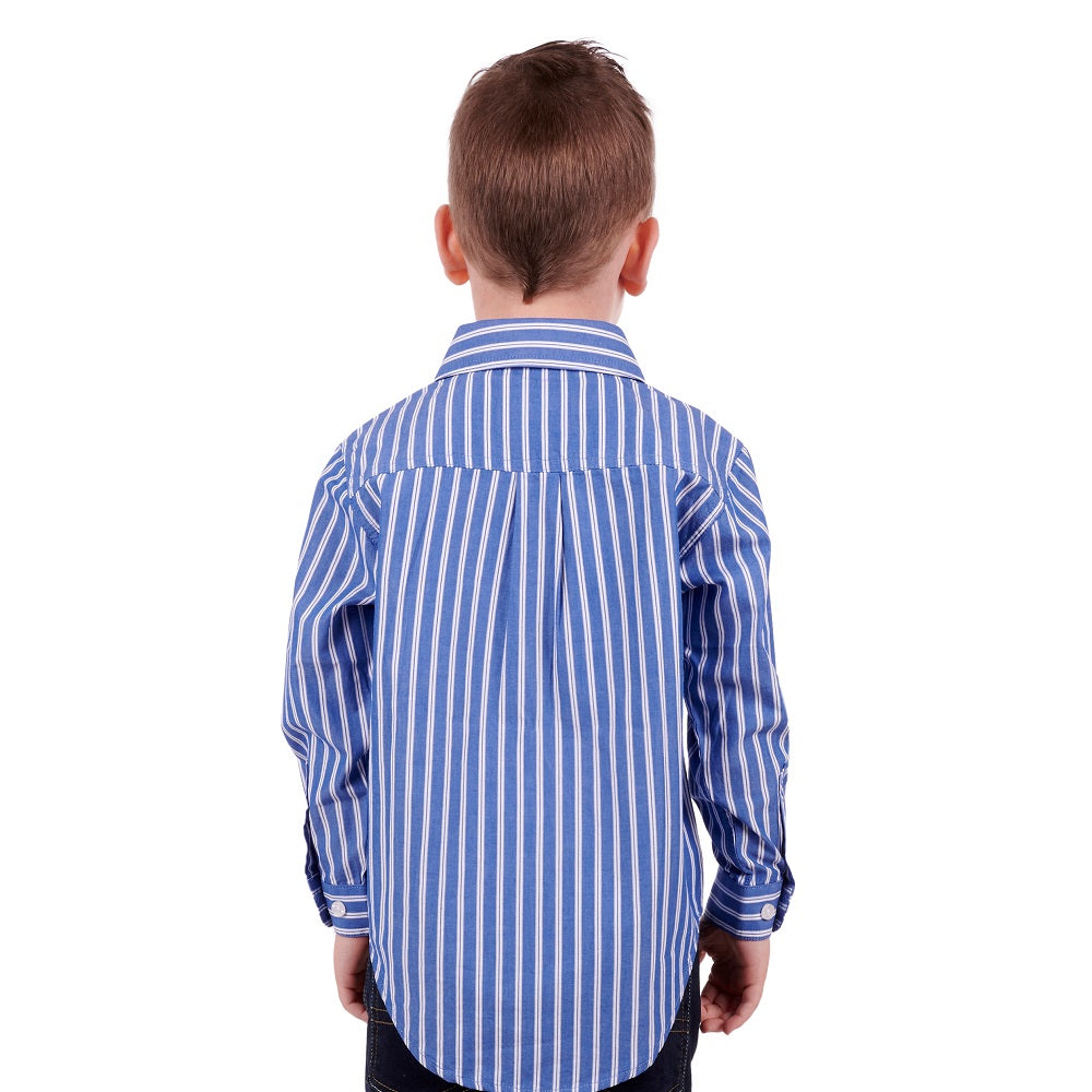 Hard Slog Kids Shirt | Charlie Half Placket | Blue / White