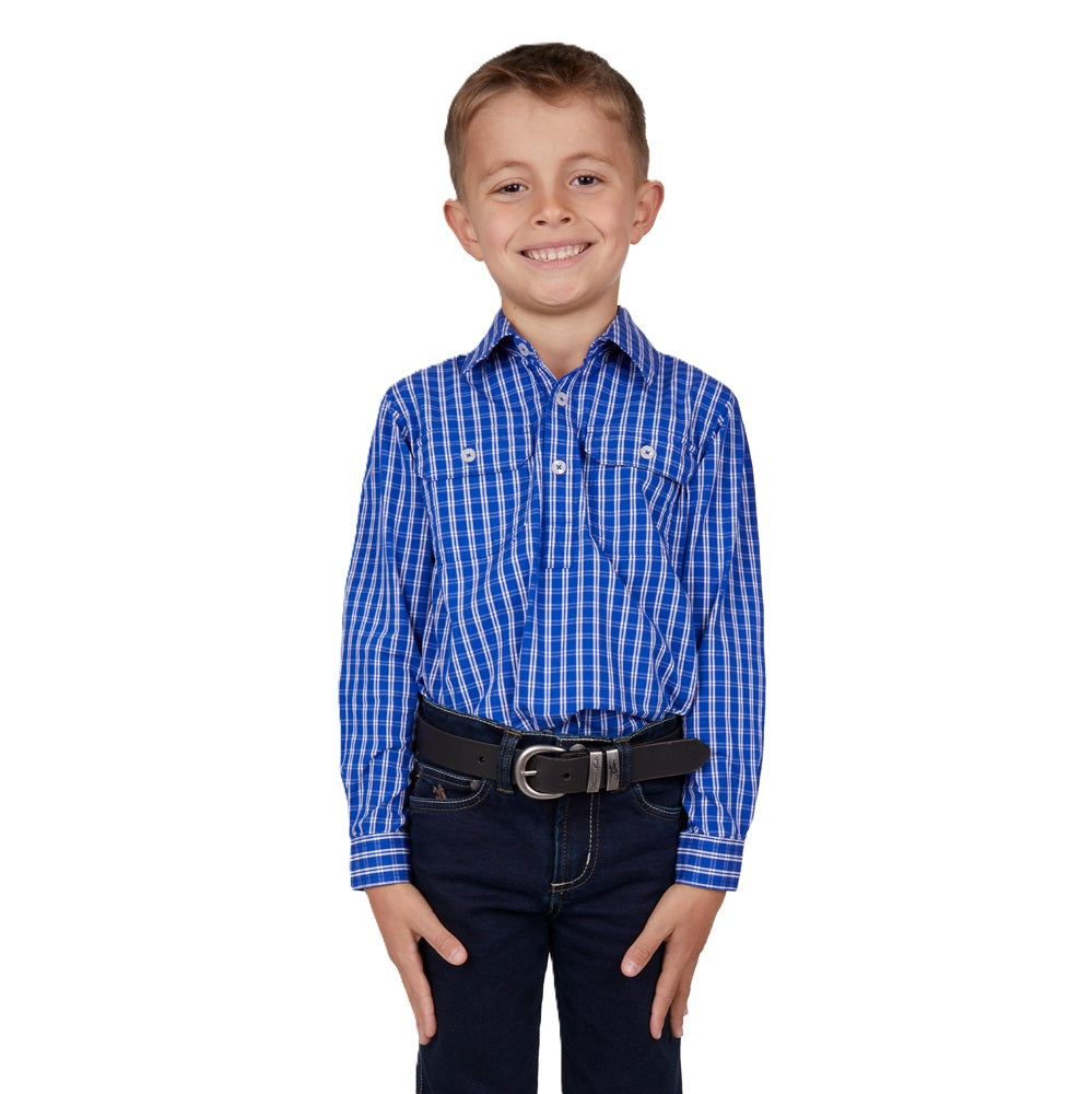 Hard Slog Kids Shirt | Tad Half Placket | Royal