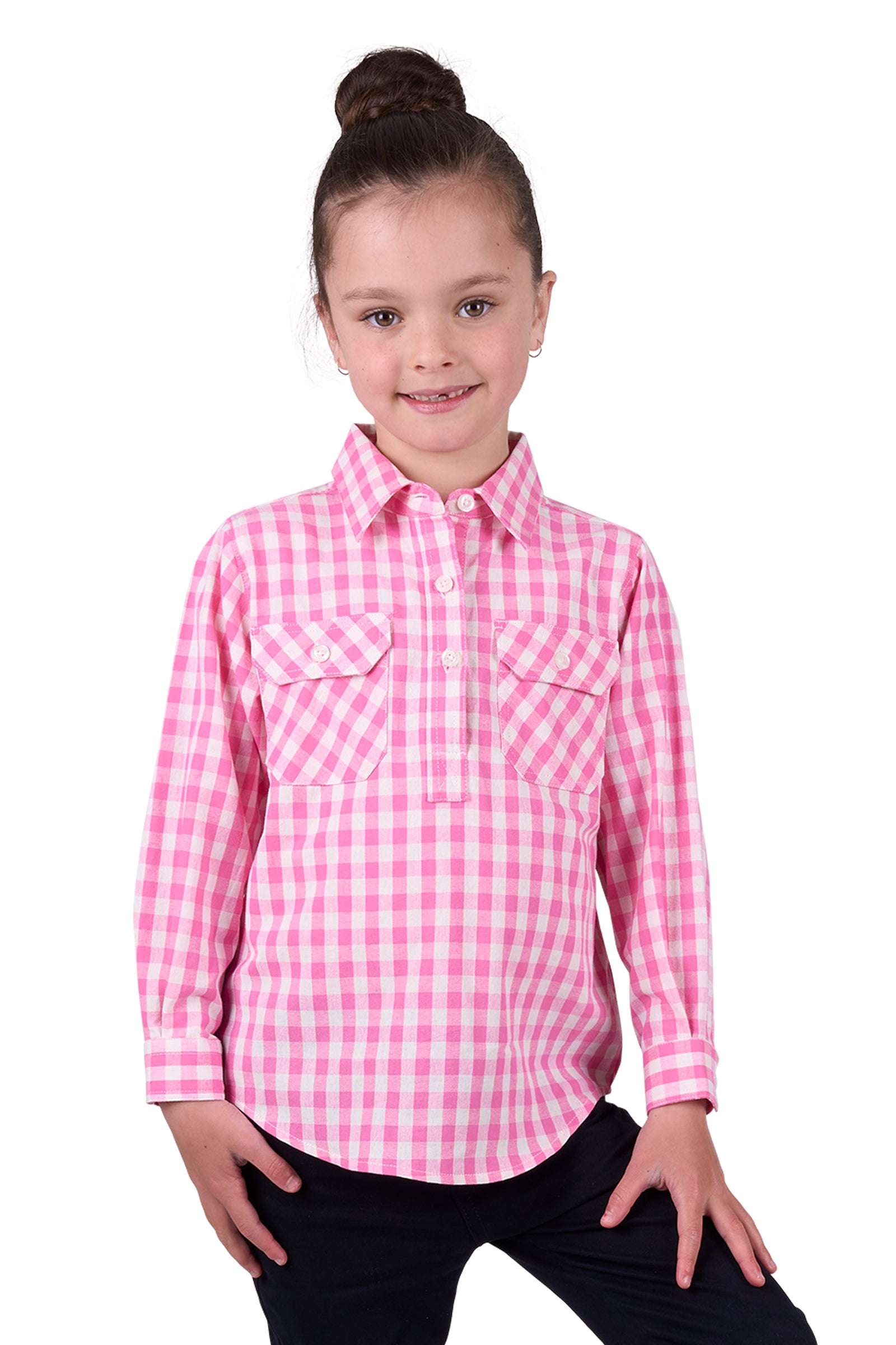 Hard Slog Kids Shirt | Melly Half Placket | Pink