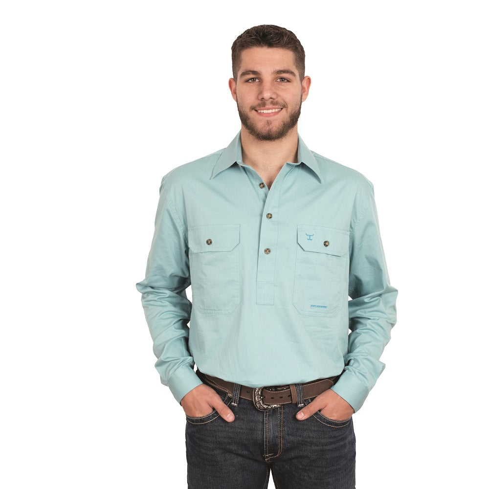 Just Country Mens Cameron Shirt | Half Button | Reef