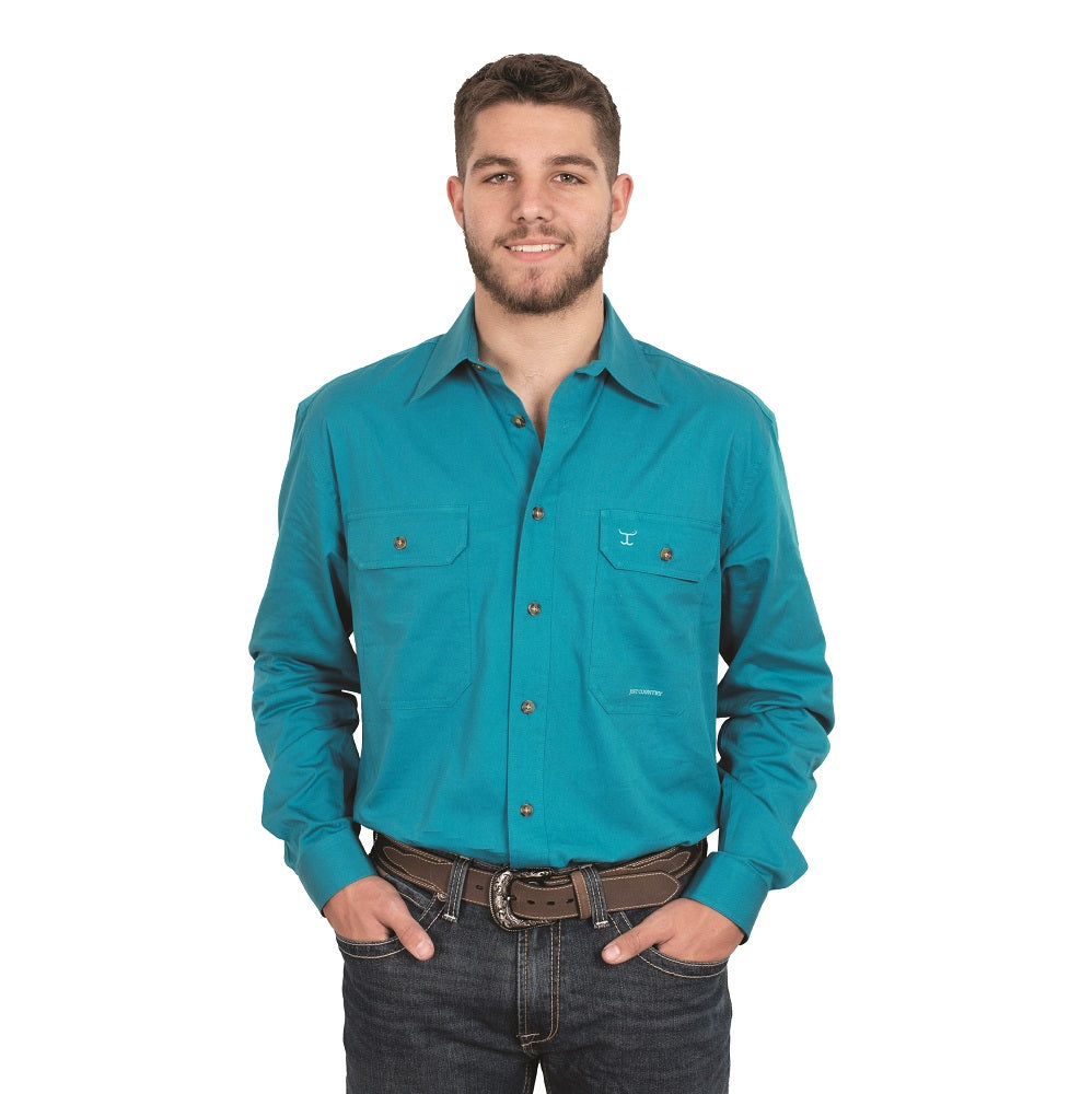Just Country Mens Evan Shirt | Full Button | Ocean