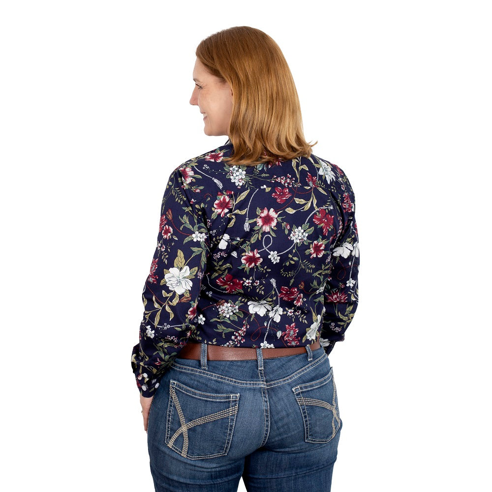 Just Country Workshirts | Abbey Full Button | Navy Hibiscus