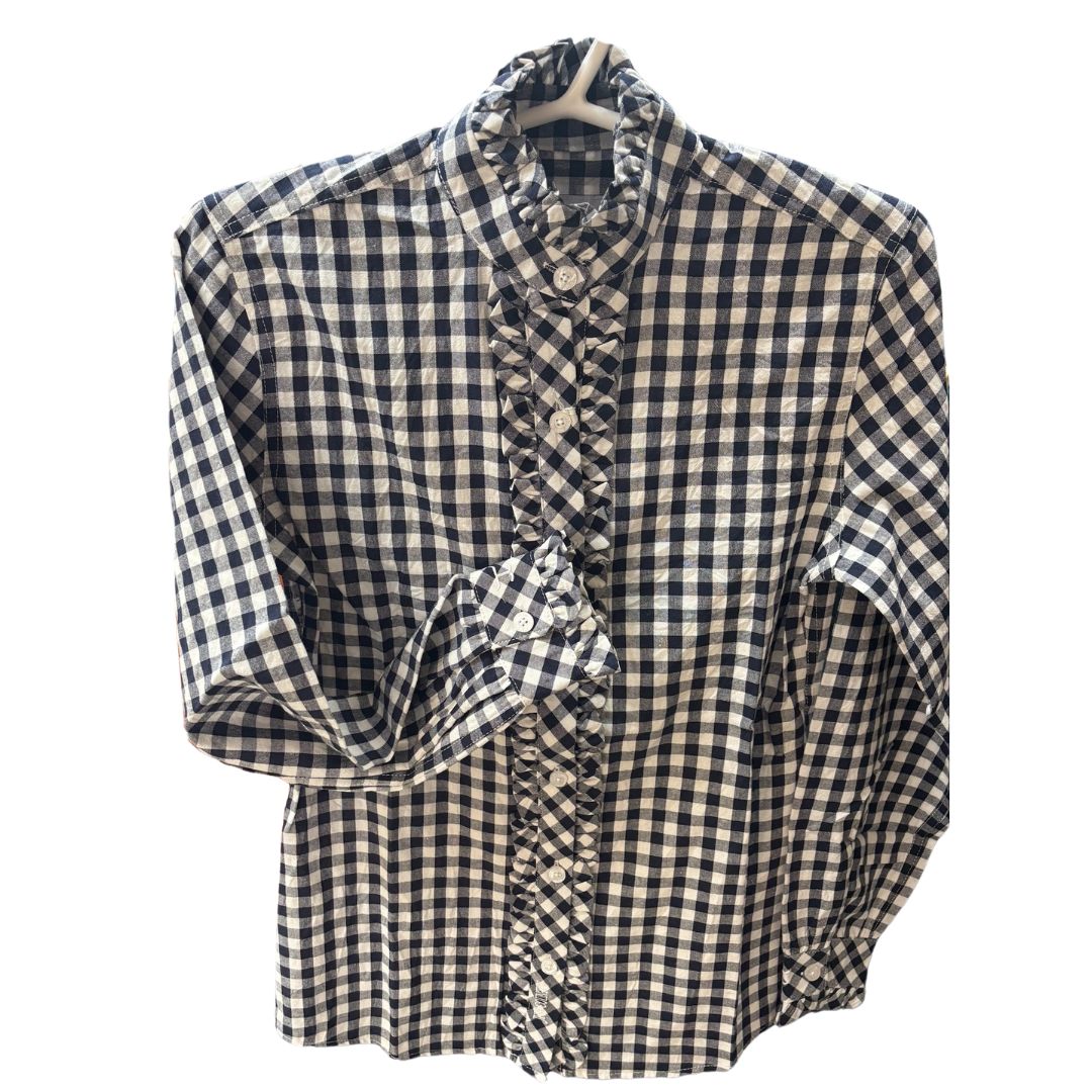 Just Country Womens Abbey Workshirt | Full Button | Navy Frill Check
